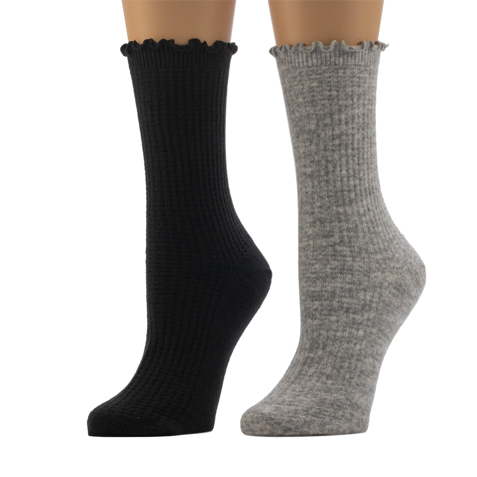 A mannequin wearing Textured Welt Thermal Stitch Crew Sock 2-Pack