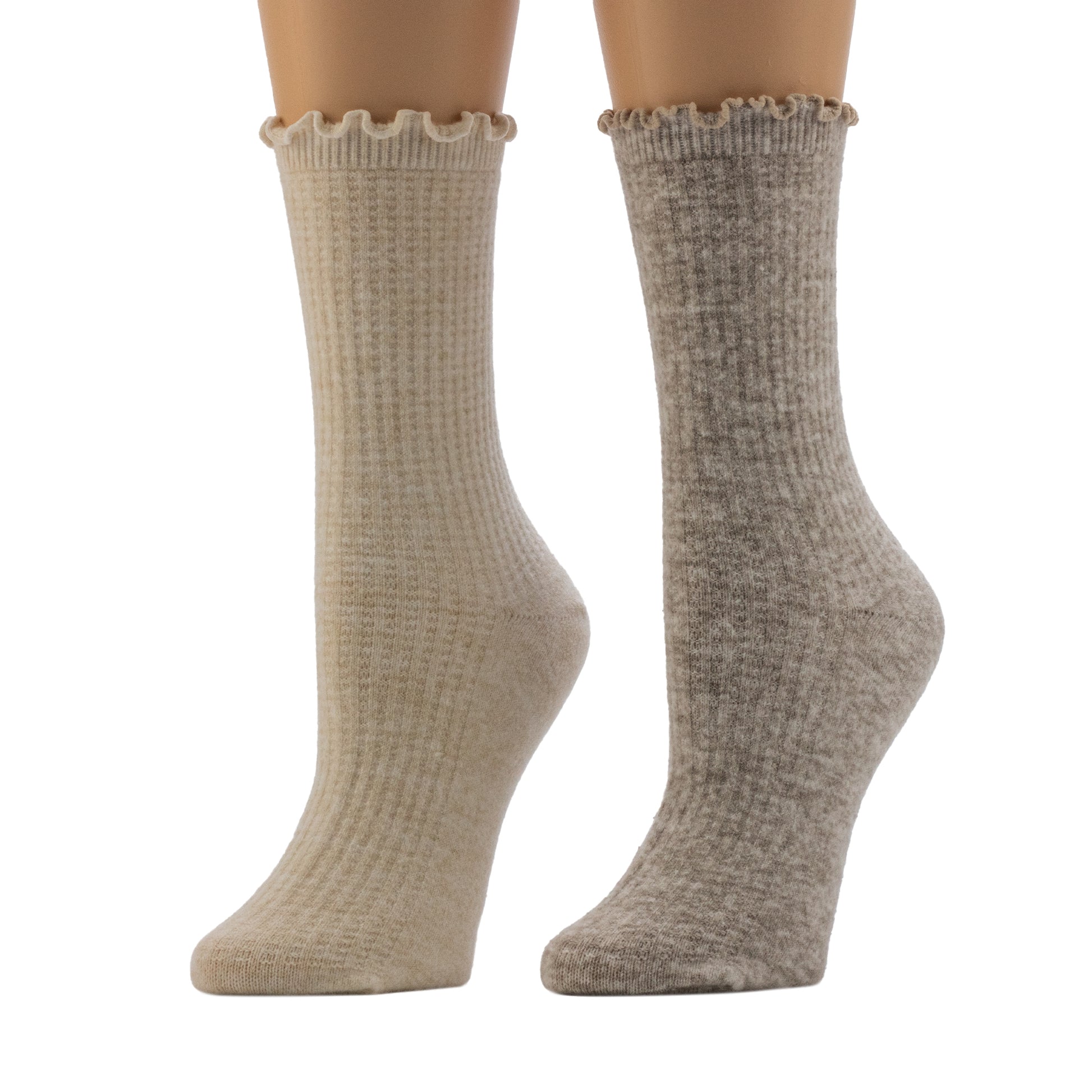 A mannequin wearing Textured Welt Thermal Stitch Crew Sock 2-Pack