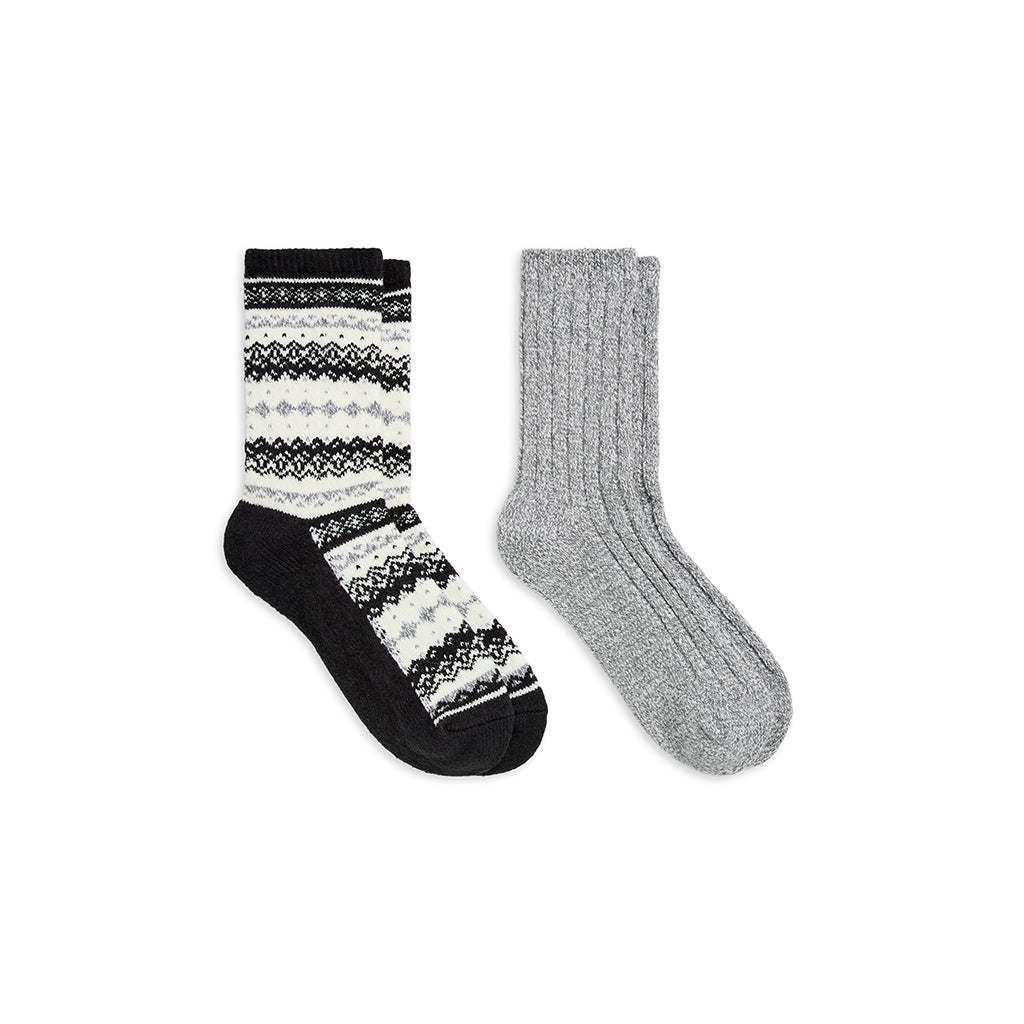 Black/Grey;@A Geo Fairisle / Rib Crew Sock 2-Pack