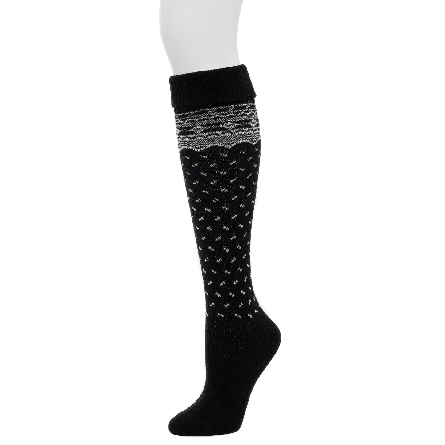 Black; @Turncuff Fairisle Knee High Sock