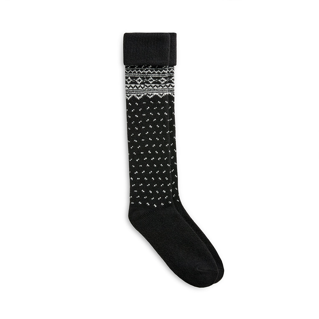 Black; @Turncuff Fairisle Knee High Sock