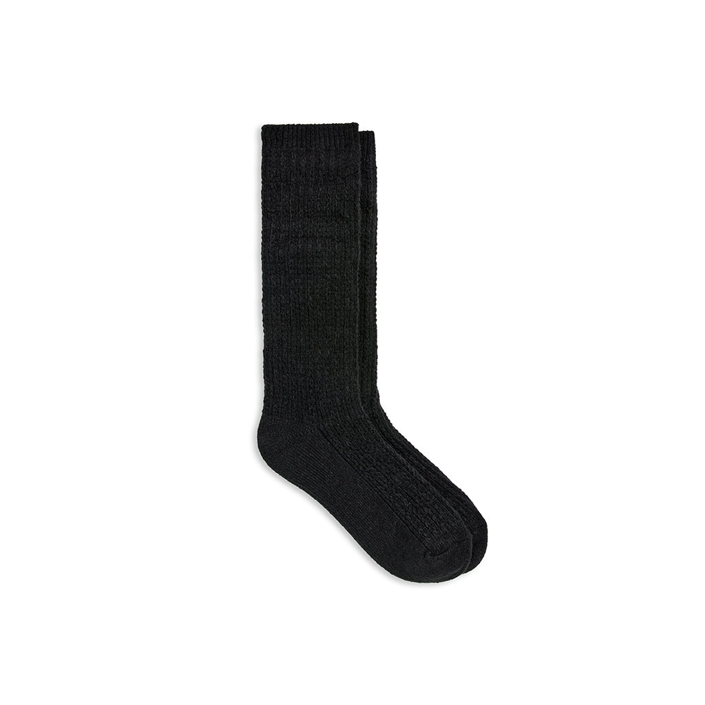 Black;@A Chain Texture Slouchy Crew Sock
