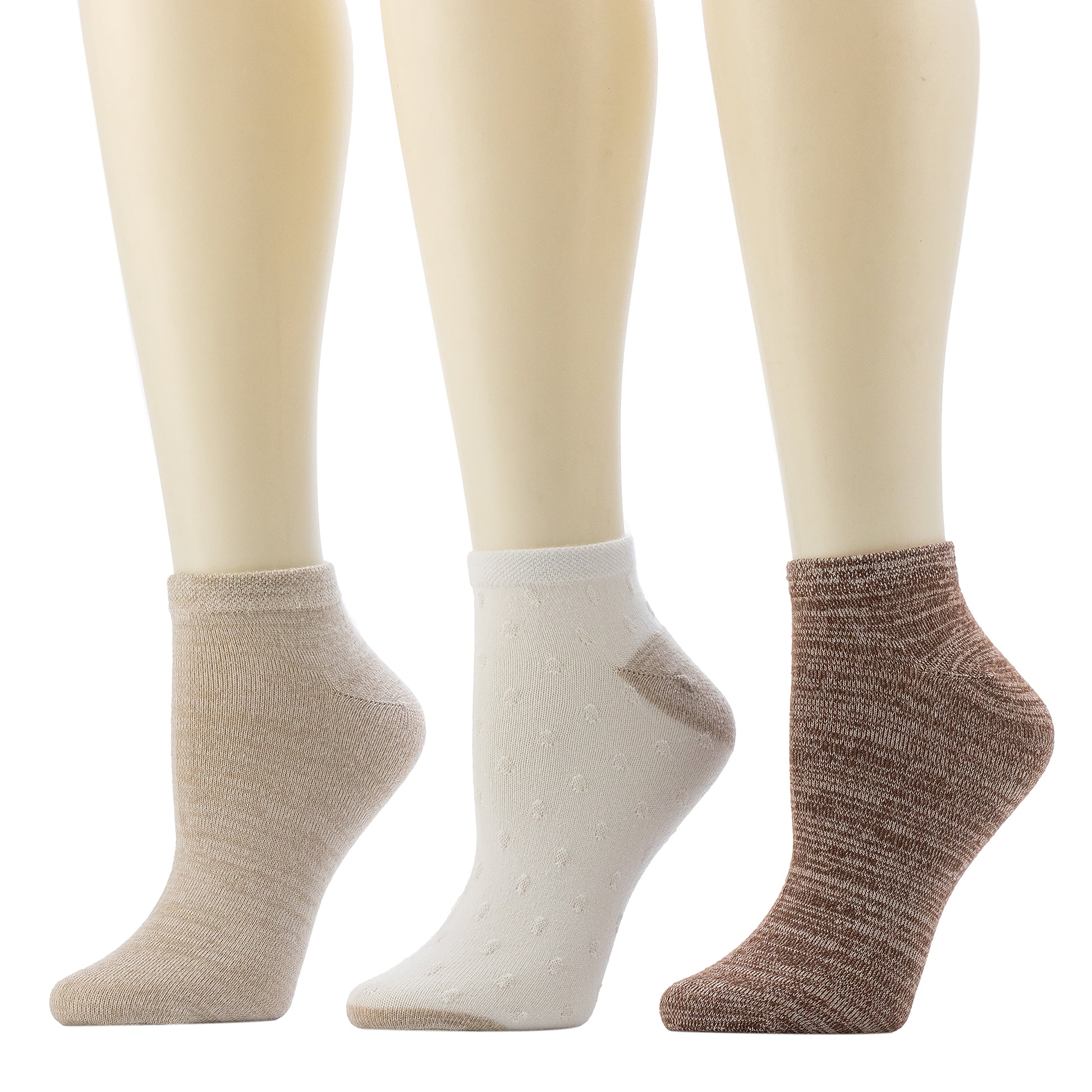 Mannequins wearing Spacedye Pucker Texture Low Cut Sock 3-Pack
