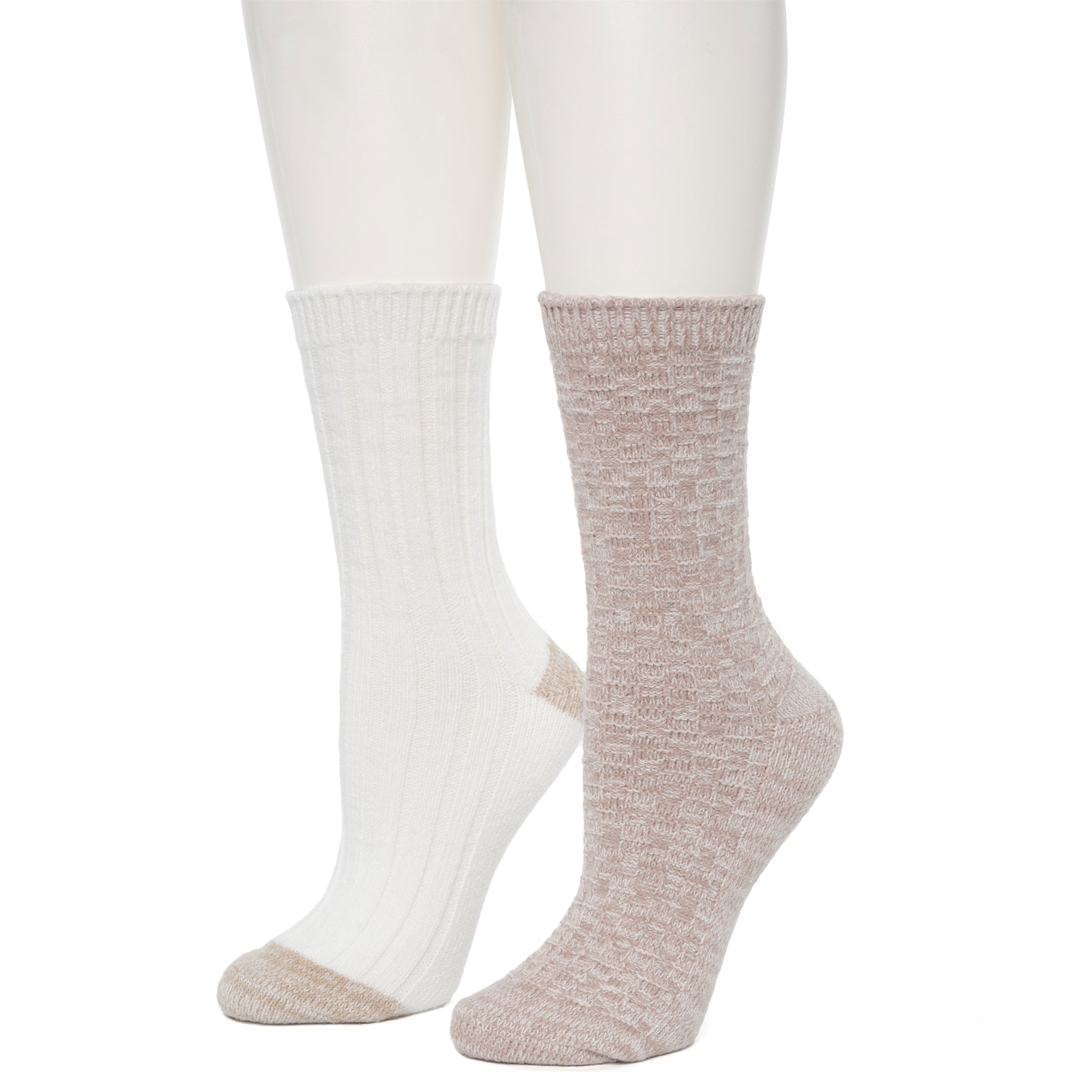 Simply Taupe;@Spacedye Wheat Texture/Rib Crew Sock 2 Pack