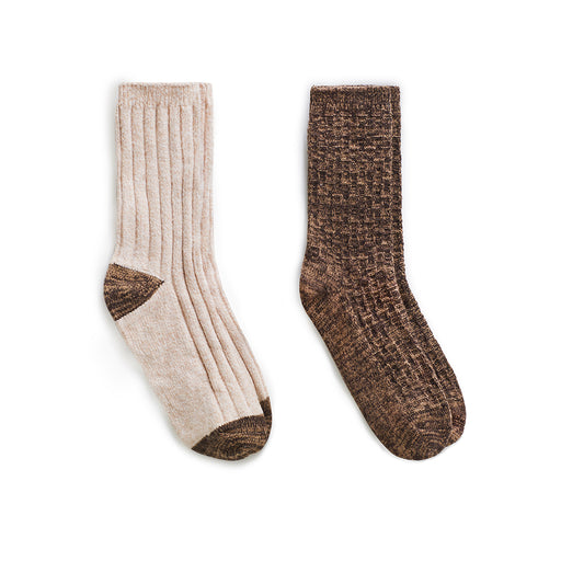 Java;@Spacedye Wheat Texture/Rib Crew Sock 2 Pack