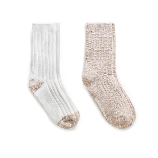 Simply Taupe;@Spacedye Wheat Texture/Rib Crew Sock 2 Pack