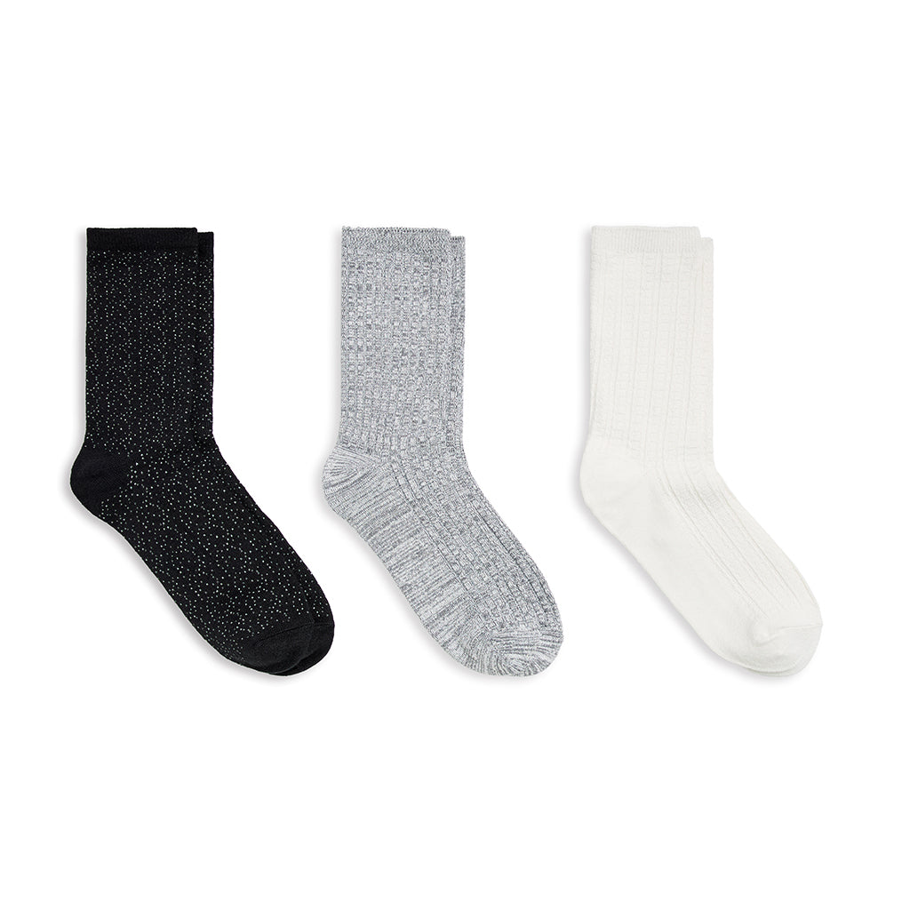 Black/Grey/Ivory;@A Scattered Birdseye/Little Shells Tuckstitch Crew