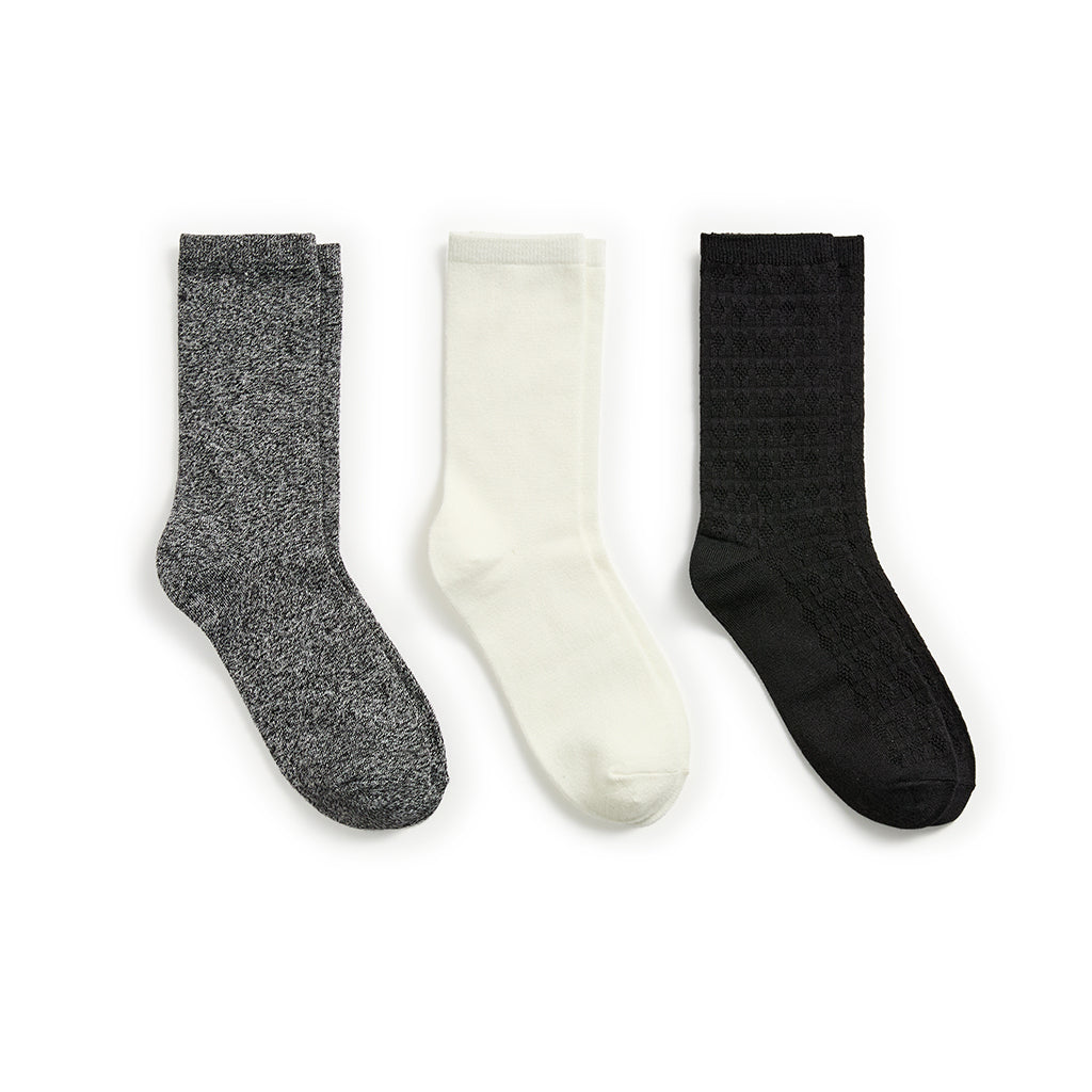 Black; @Circles Texture Midweight Crew Sock 3-Pack