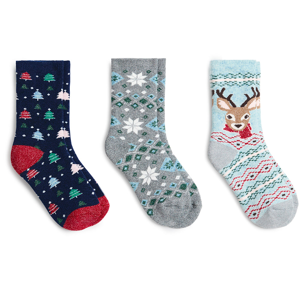 Reindeer Brushed Lounge Sock 3 Pack