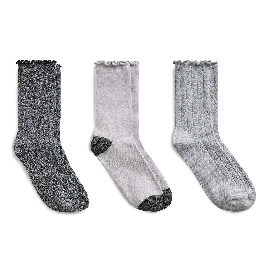 Black/Ultimate Grey;@Twist Chevron / Lettuce Edge Crew Sock 3-Pack