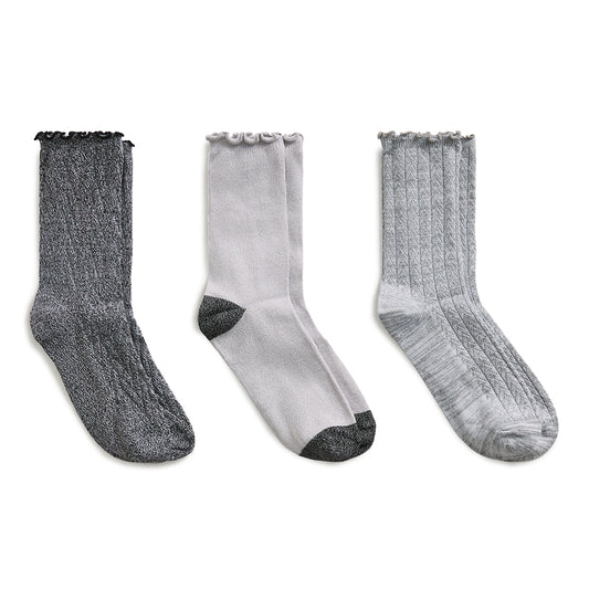 Twist Chevron / Lettuce Edge Crew Sock 3-Pack