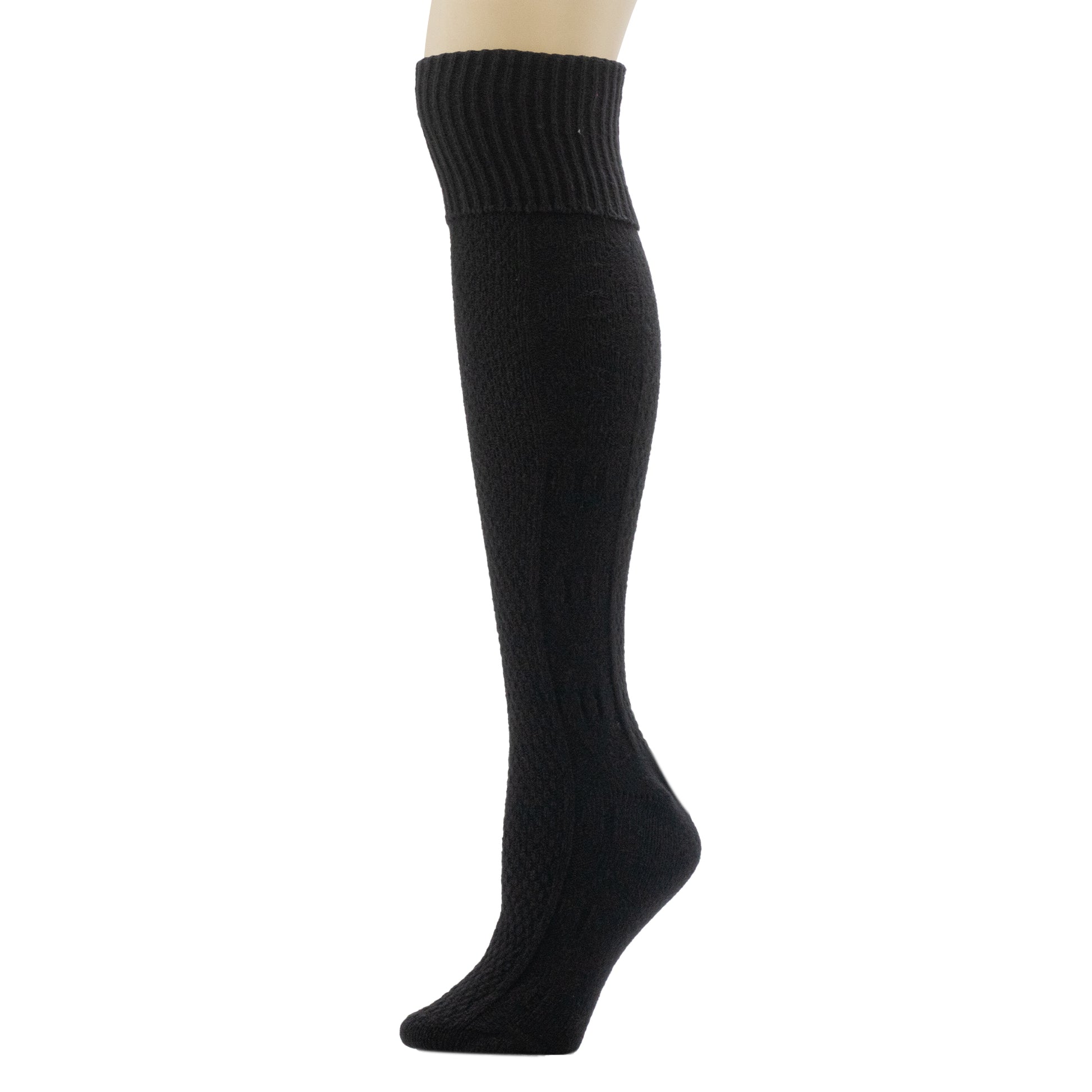 A Turncuff Twist Diamond Seed Stitch Panel Over-The-Knee Sock