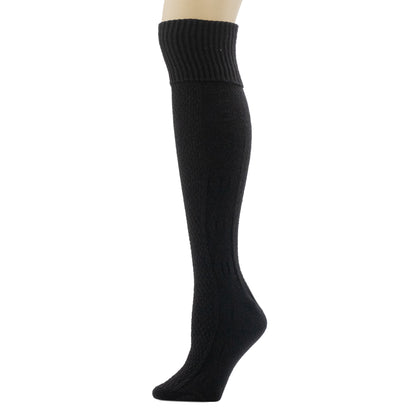 A Turncuff Twist Diamond Seed Stitch Panel Over-The-Knee Sock