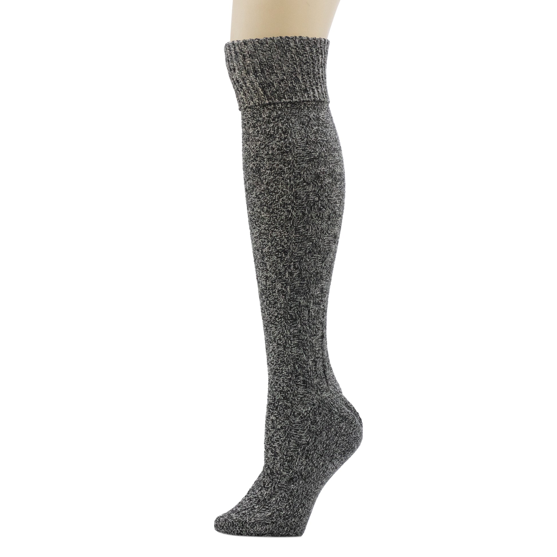A Turncuff Twist Diamond Seed Stitch Panel Over-The-Knee Sock