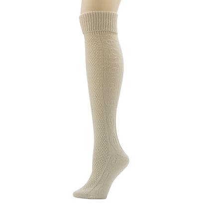 A Turncuff Twist Diamond Seed Stitch Panel Over-The-Knee Sock