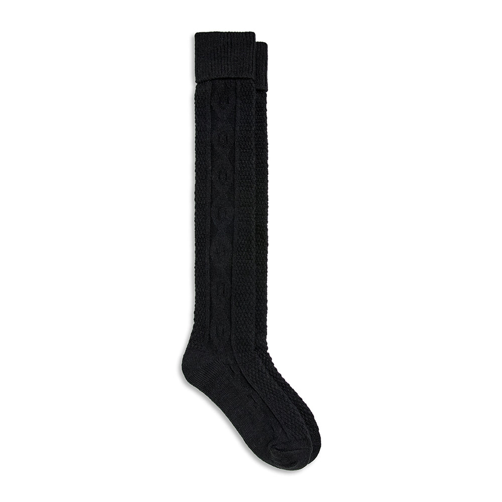 A Turncuff Twist Diamond Seed Stitch Panel Over-The-Knee Sock
