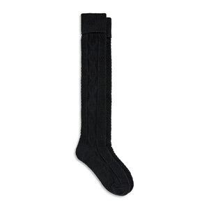 A Turncuff Twist Diamond Seed Stitch Panel Over-The-Knee Sock