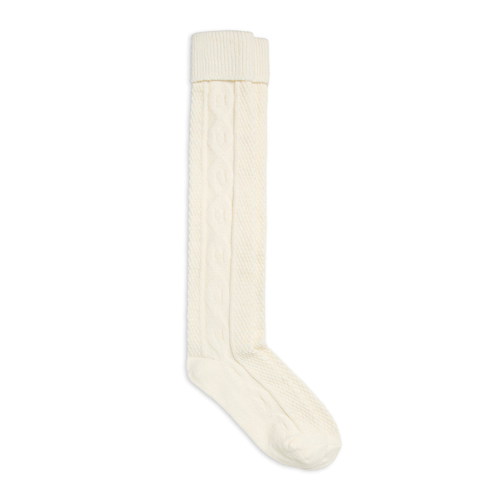 A Turncuff Twist Diamond Seed Stitch Panel Over-The-Knee Sock