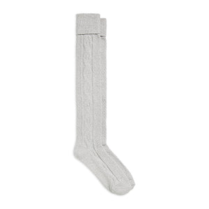A Turncuff Twist Diamond Seed Stitch Panel Over-The-Knee Sock