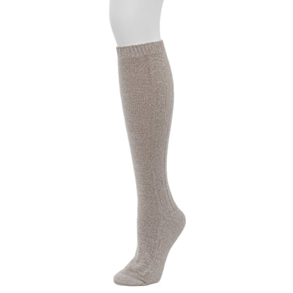 Simply Taupe; @Tonal Twist Cable Knit Knee High Sock