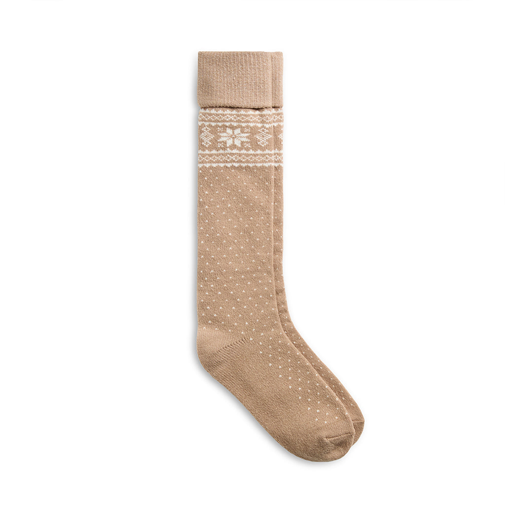 Simply Taupe; @Taupe snowflake knee high sock.