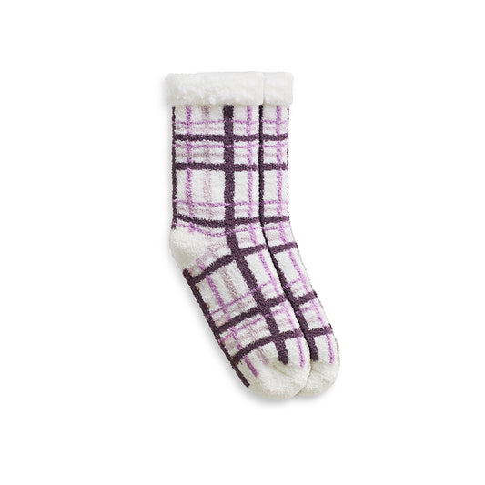Vintage Violet;@Plaid Shearling Lined Crew Slipper Sock
