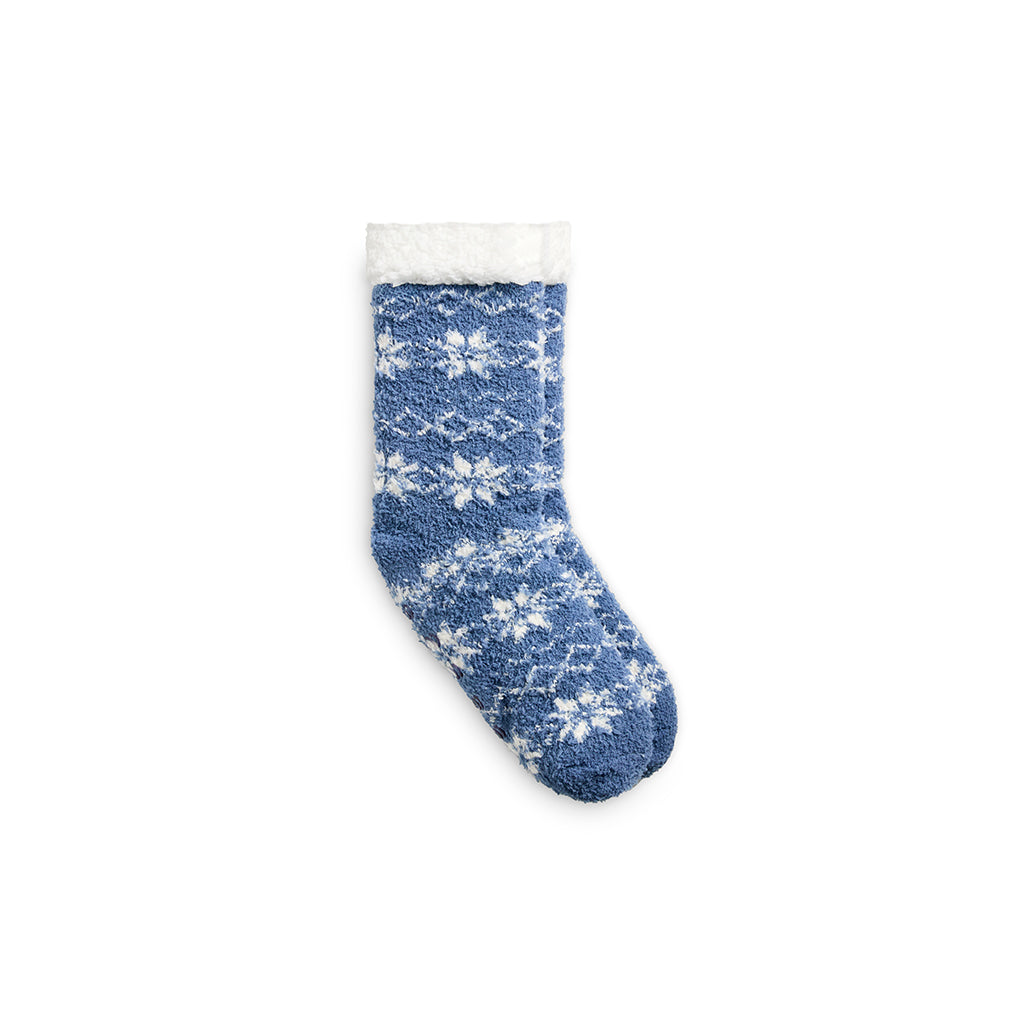 Bijou Blue; @Snowflake Faux Shearling Lined Lounge Crew Sock