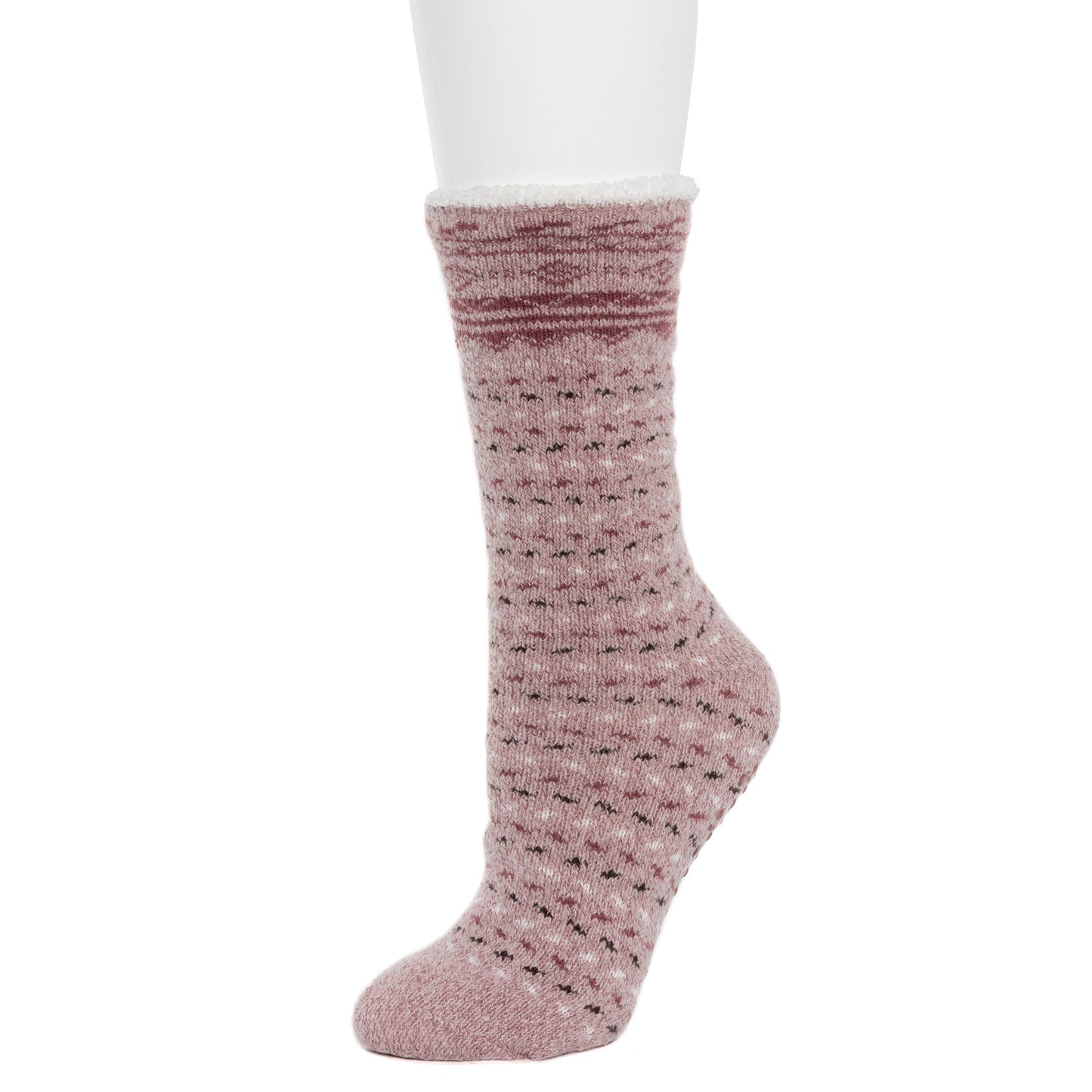 Burnished Lilac; @Border Geo Cozy Lined Lounge Crew Sock