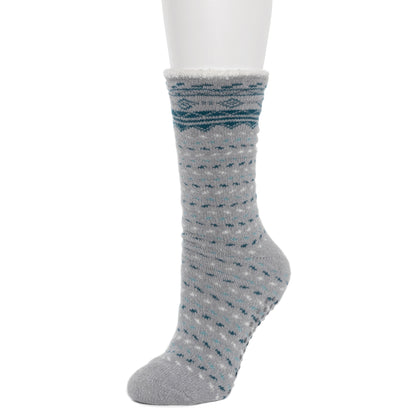 Ultimate Gray/Gulf Coast; @Border Geo Cozy Lined Lounge Crew Sock