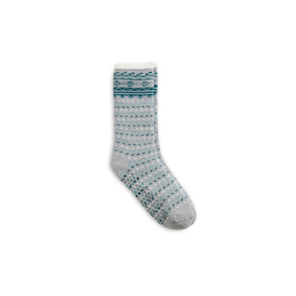 Ultimate Gray/Gulf Coast; @Border Geo Cozy Lined Lounge Crew Sock