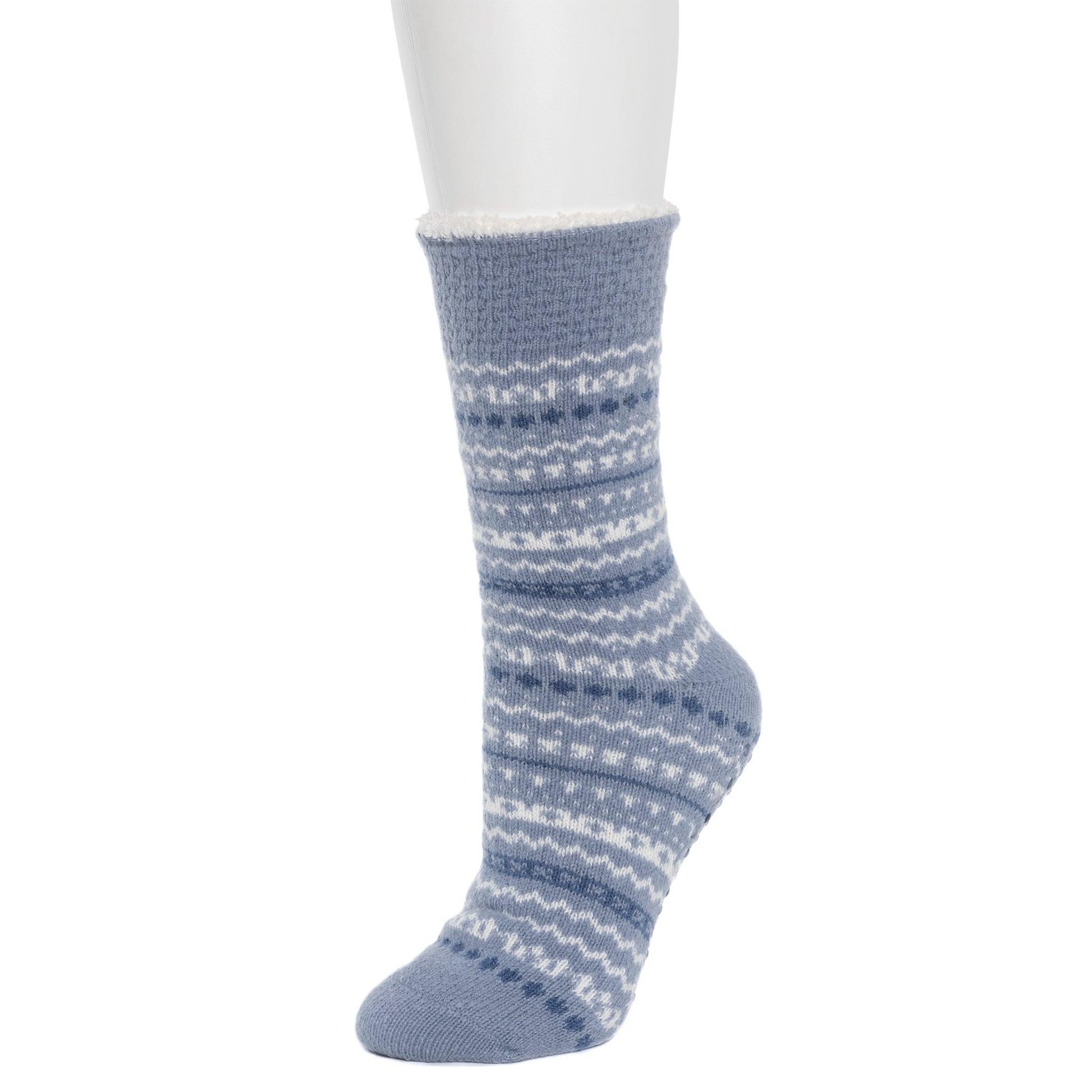 Fairisle Popcorn Cozy Lined Lounge Crew Sock