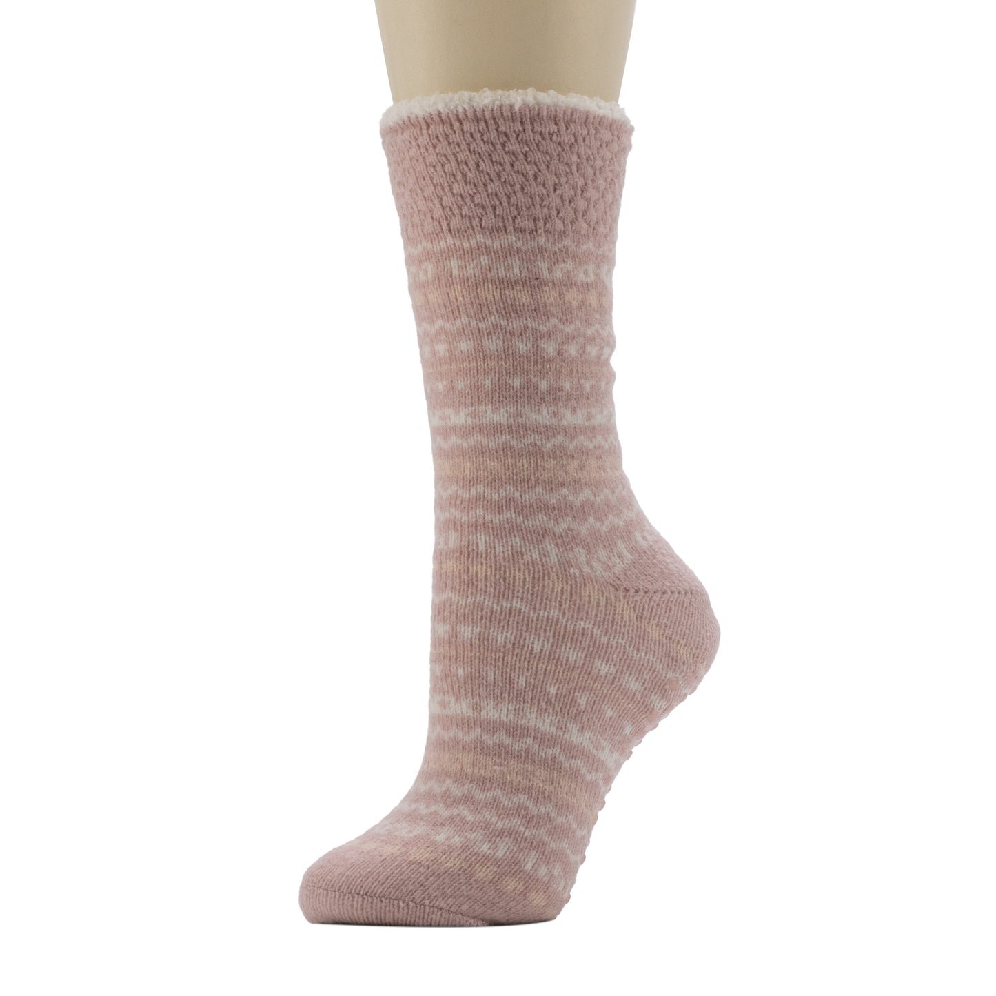 Burnished Lilac;@A mannequin wearing Fairisle Popcorn Cozy Lined Lounge Sock