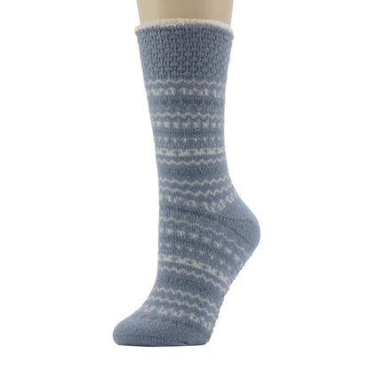 A mannequin wearing Fairisle Popcorn Cozy Lined Lounge Sock
