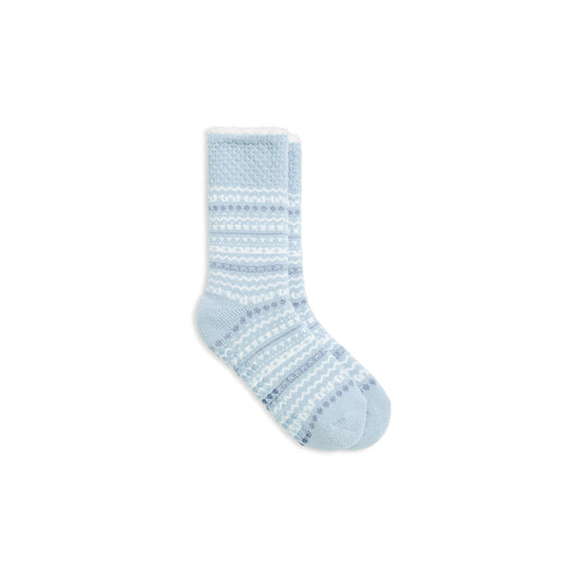 A Fairisle Popcorn Cozy Lined Lounge Sock