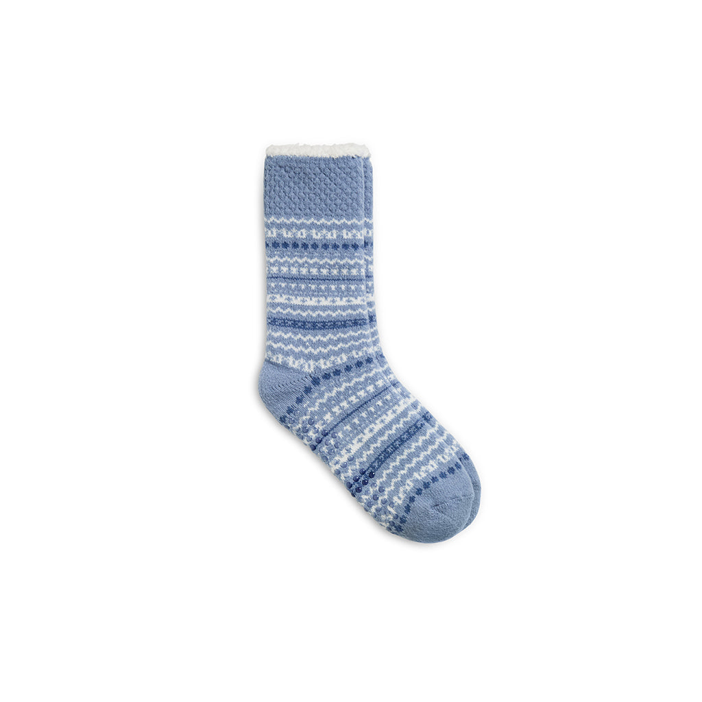 Fairisle Popcorn Cozy Lined Lounge Crew Sock