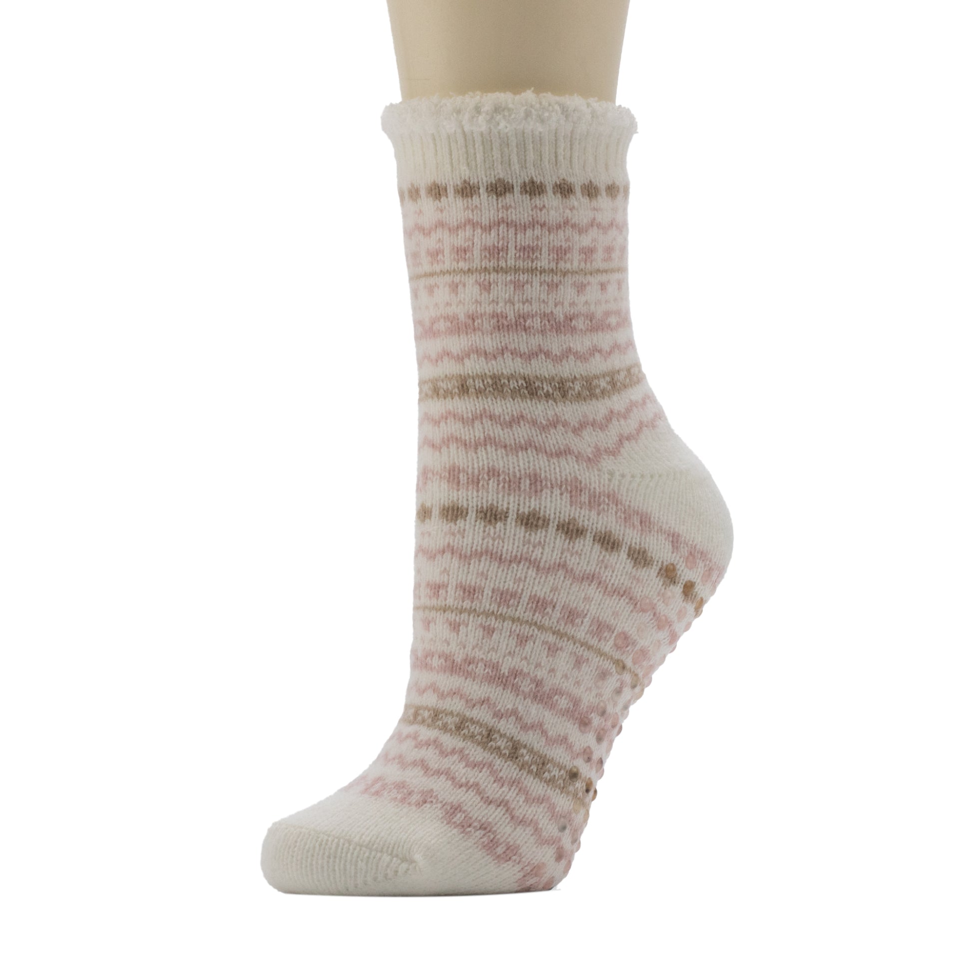 A mannequin wearing Fairisle Cozy Lined Demi Crew Sock