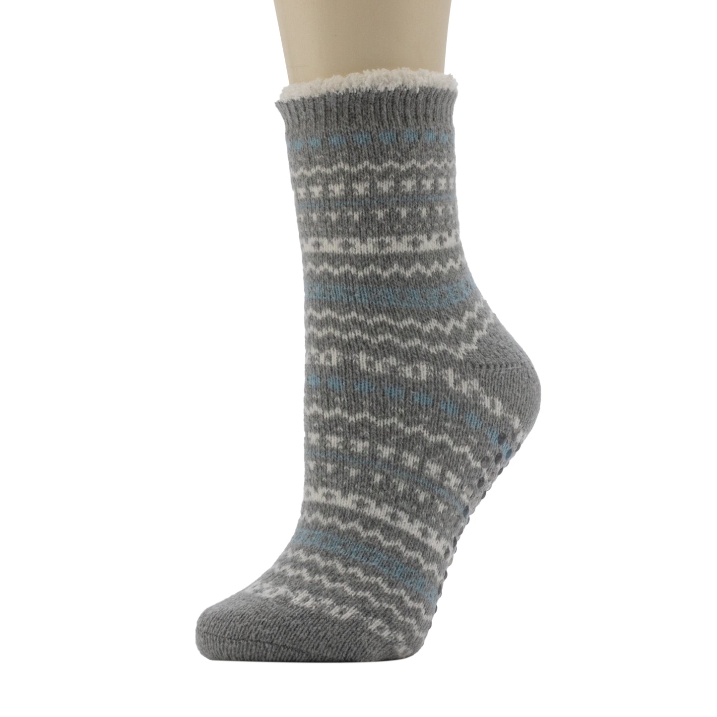 Ultimate Gray;@A mannequin wearing Fairisle Cozy Lined Demi Crew Sock