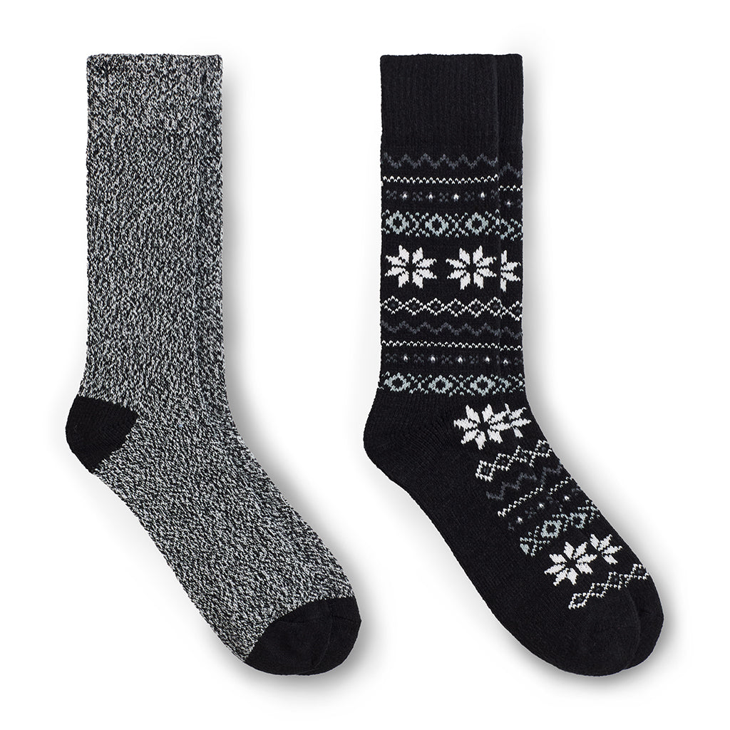 Black;@Mens Alpine Snowflake Boot Sock 2-Pack