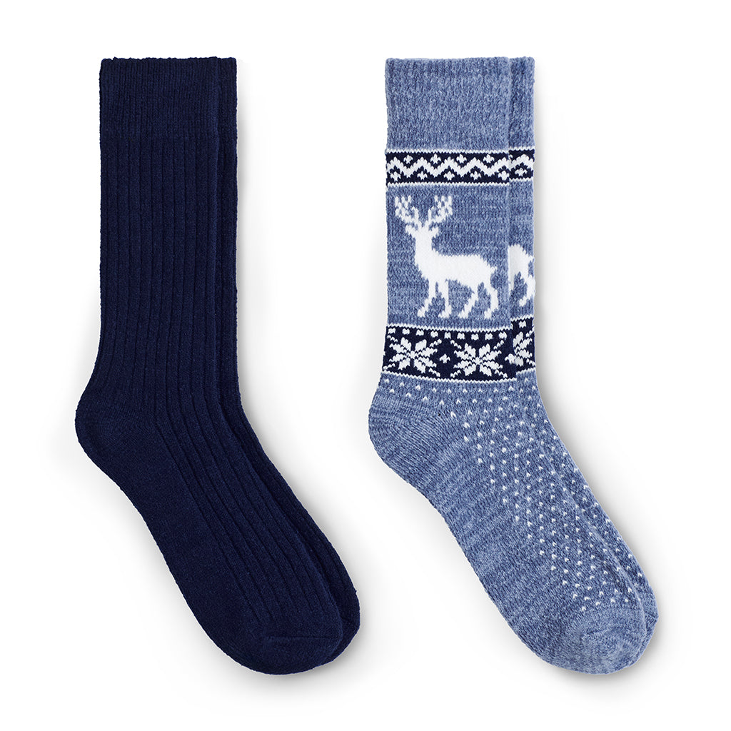 Peacoat;@Mens Deer Fairisle Boot Sock 2-Pack
