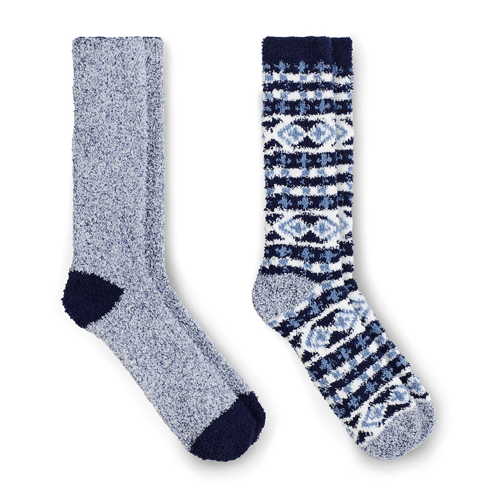 Mens Fair isle and stripe cozy sock 2 pack