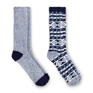 Mens Fair isle and stripe cozy sock 2 pack