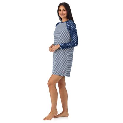 A lady wearing Brushed Mini Waffle Thermal Long Sleeve Sleepshirt