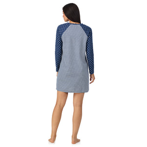 A lady wearing Brushed Mini Waffle Thermal Long Sleeve Sleepshirt