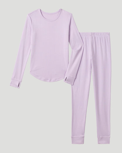 A Soft Purple Girls Pointelle Knit 2 pc. Long Sleeve Crew &amp; Pant Set