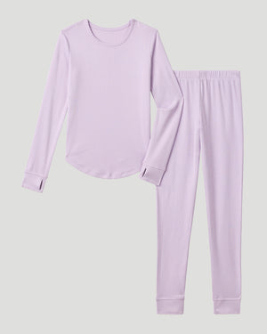  A Soft Purple Girls Pointelle Knit 2 pc. Long Sleeve Crew & Pant Set