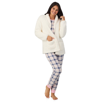 A lady wearing Brushed Sweater Knit Long Sleeve Top with Jogger 2-Pc Pajama Set