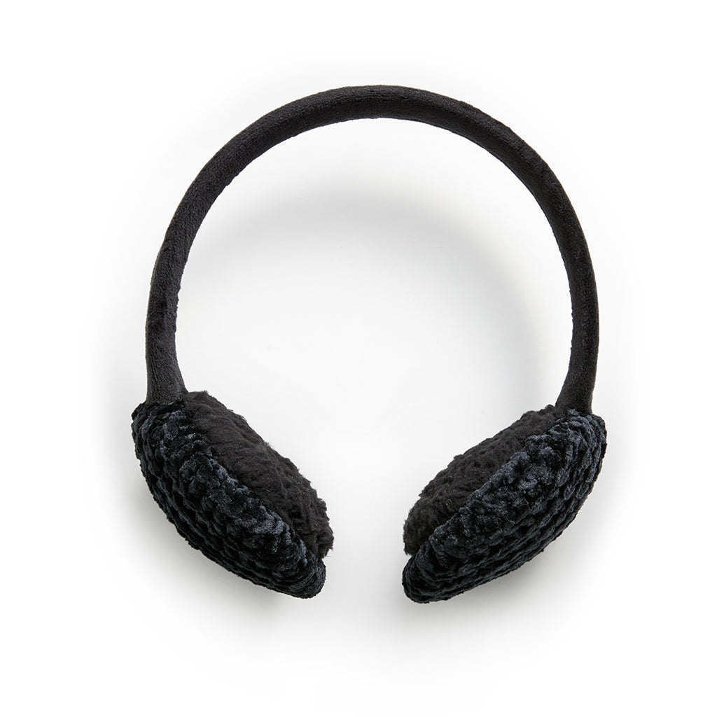 Black; @Chenille Earmuff with Velour Band