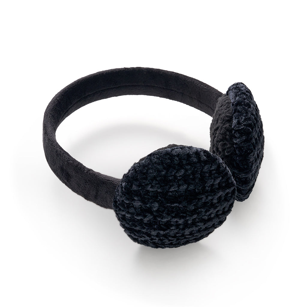 Black; @Chenille Earmuff with Velour Band