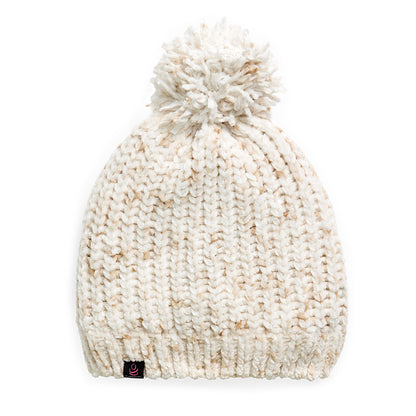 Oatmeal Speckle; @Chenille Beanie with Pom