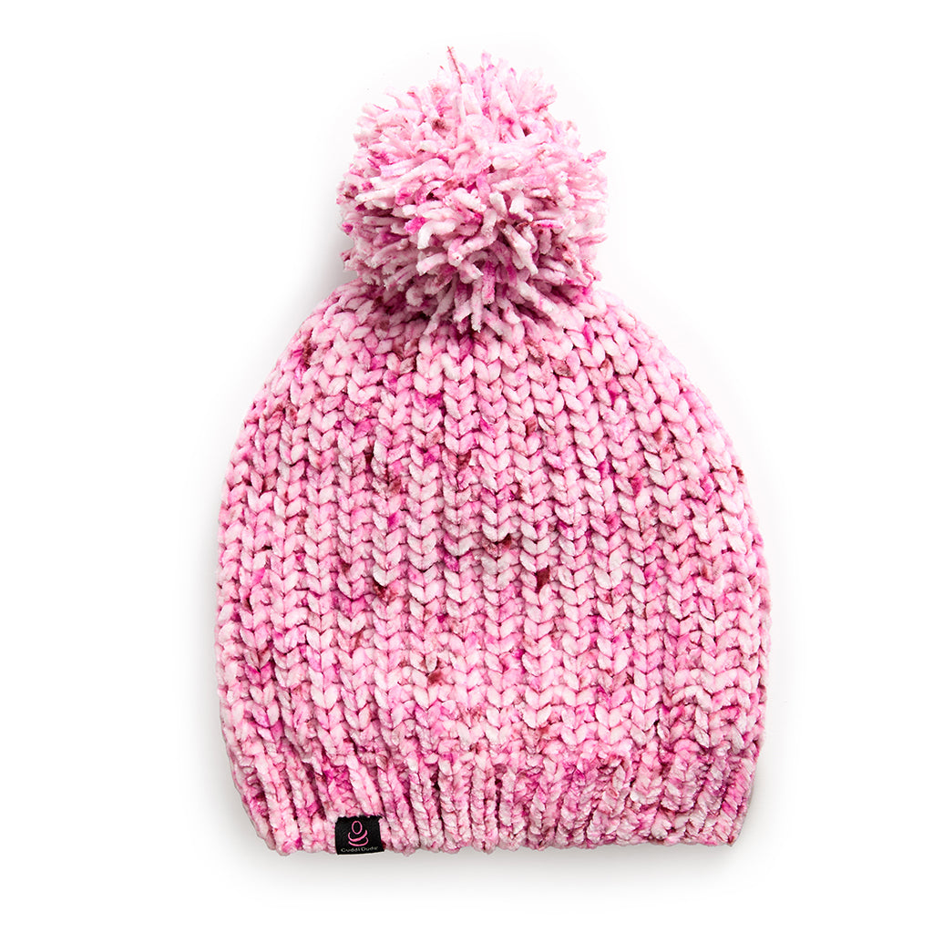 Dusty Pink Speckle; @Chenille Beanie with Pom